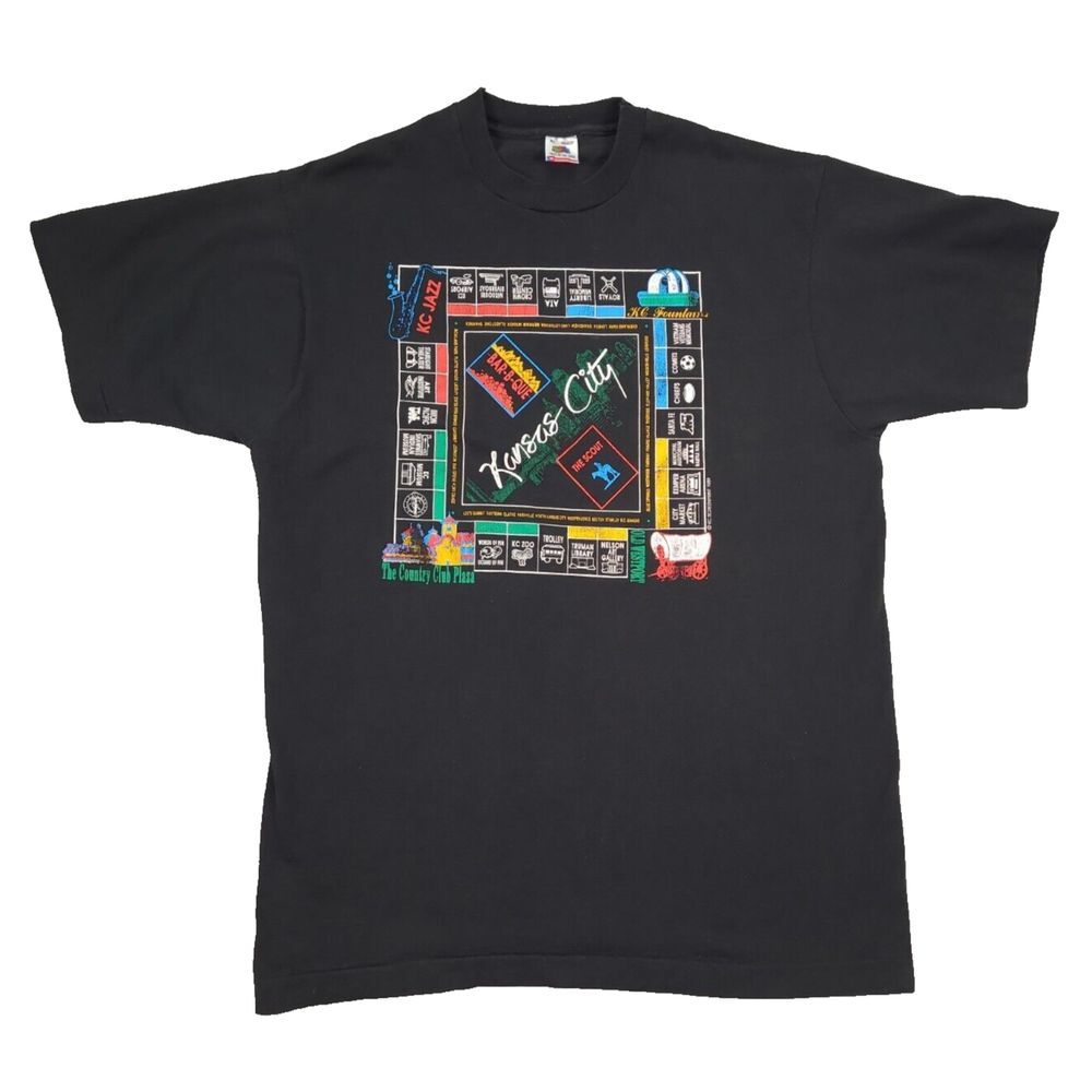 VTG Single Stitch Kansas City Country‎ Club Plaza T-Shirt Mens Sz XL Black USA